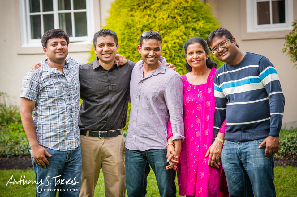 Family reunion portrait with grandparents at center