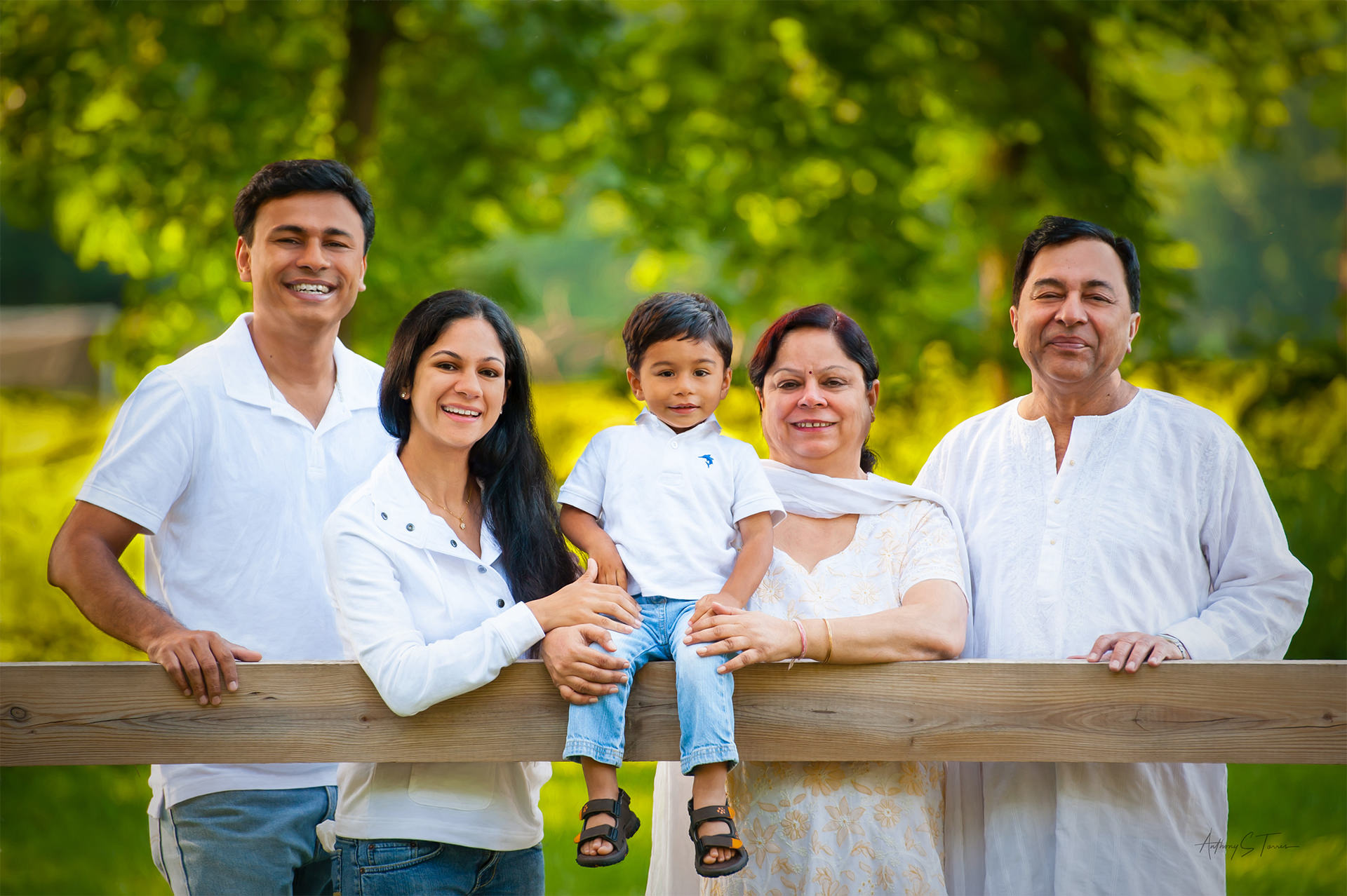 Painted fine art portrait of an Indian family in a park, Wake Forest NC family photographer