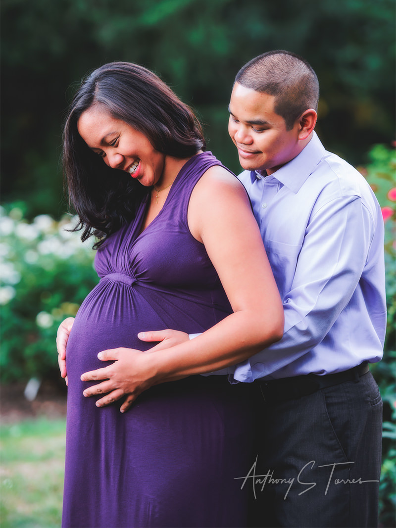 Maternity session in a rose garden - Wake Forest NC