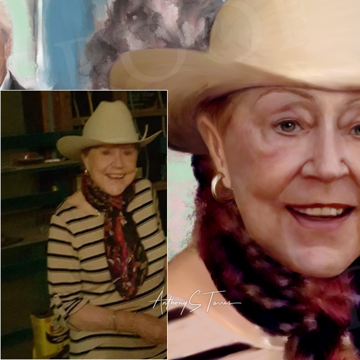 Memorial portrait painting before and after in Raleigh NC